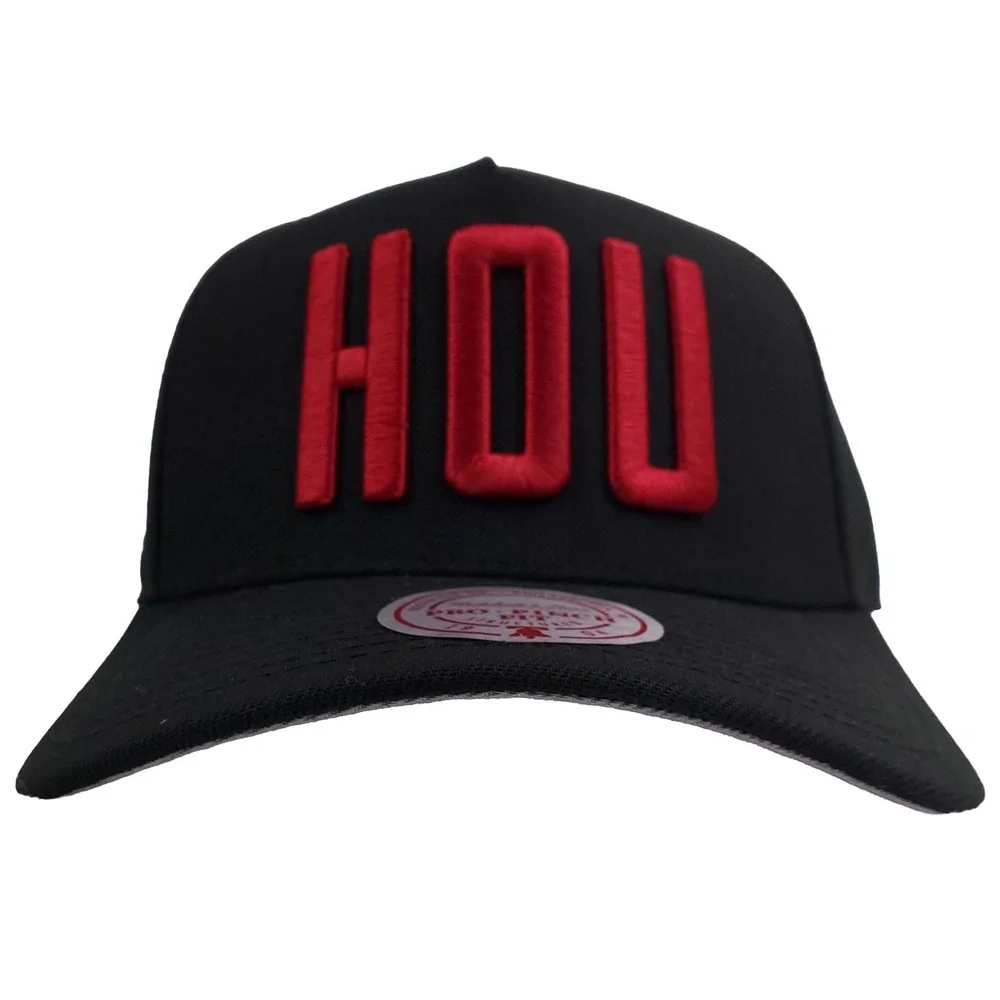 Houston Rockets Mitchell & Ness NBA Pro Fit Snapback Hat Cap 3D Logo Black NWT‎